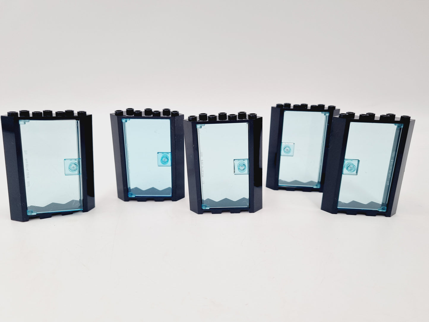 Lego Türen Ecktür 5 STK Türrahmen schwarz + Transparent Blau  4x4x6 28327