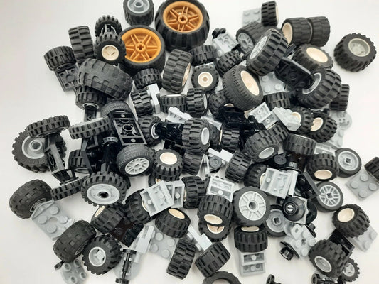 Lego® 50 Reifen Räder mit Achse Aufhängung Befestigung