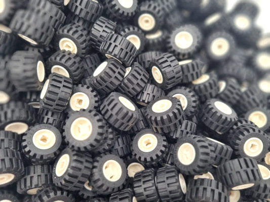 LEGO® 50 Reifen Räder weiß 6014bc05 21mm D. x 12mm gebraucht