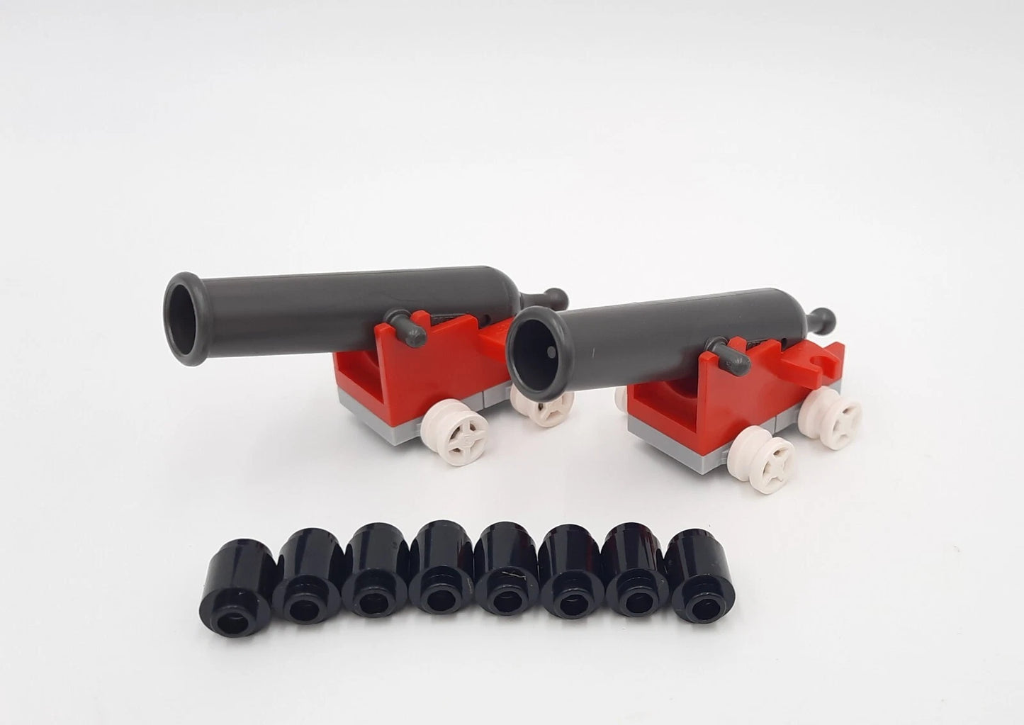 LEGO® Kanonen Piraten 2 Perl dunkelgrau Lafetten Rot x110c01 2527 Räder Munition